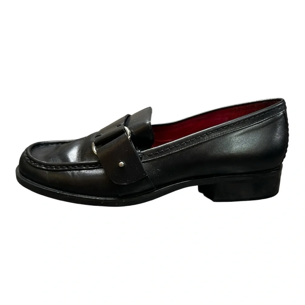 Franco Sarto Women’s Black Leather Upper Slip-On Loafers size 7.5
